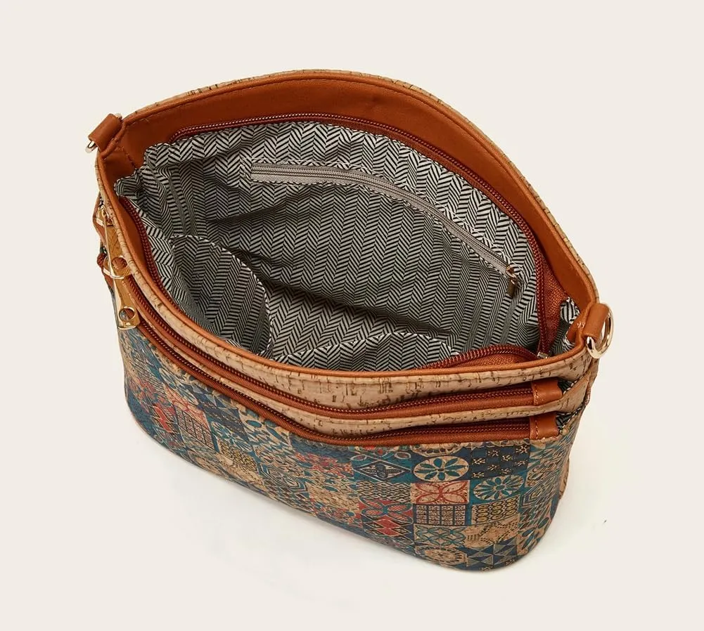 Ethnic Pattern Crossbody Bags for Women Three-Layer Crossbody Purse for Women Stylish Shoulder Bag Tote Purse for Travel Work