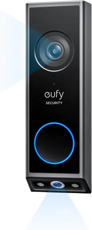 eufy Security Video Doorbell E340 (Battery Powered), Dual Cameras with Delivery Guard, 2K Full HD and Color Night Vision, HomeBase S380 Compatible, No Monthly Fee