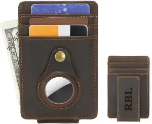 Eurynome Money Clip For Men, Personalized mens Front Pocket Wallet With Money Clip, Genuine Leather Wallets, Gift For Men (08# For customization)