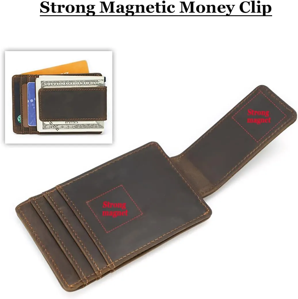 Eurynome Money Clip For Men, Personalized mens Front Pocket Wallet With Money Clip, Genuine Leather Wallets, Gift For Men (08# For customization)
