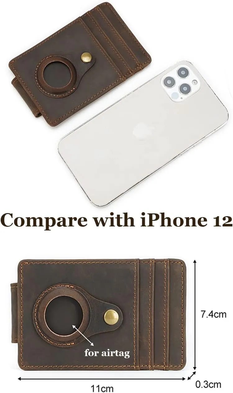 Eurynome Money Clip For Men, Personalized mens Front Pocket Wallet With Money Clip, Genuine Leather Wallets, Gift For Men (08# For customization)