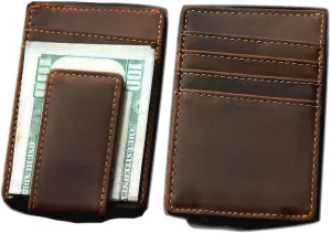 Eurynome Money Clip For Men, Personalized mens Front Pocket Wallet With Money Clip, Genuine Leather Wallets, Gift For Men