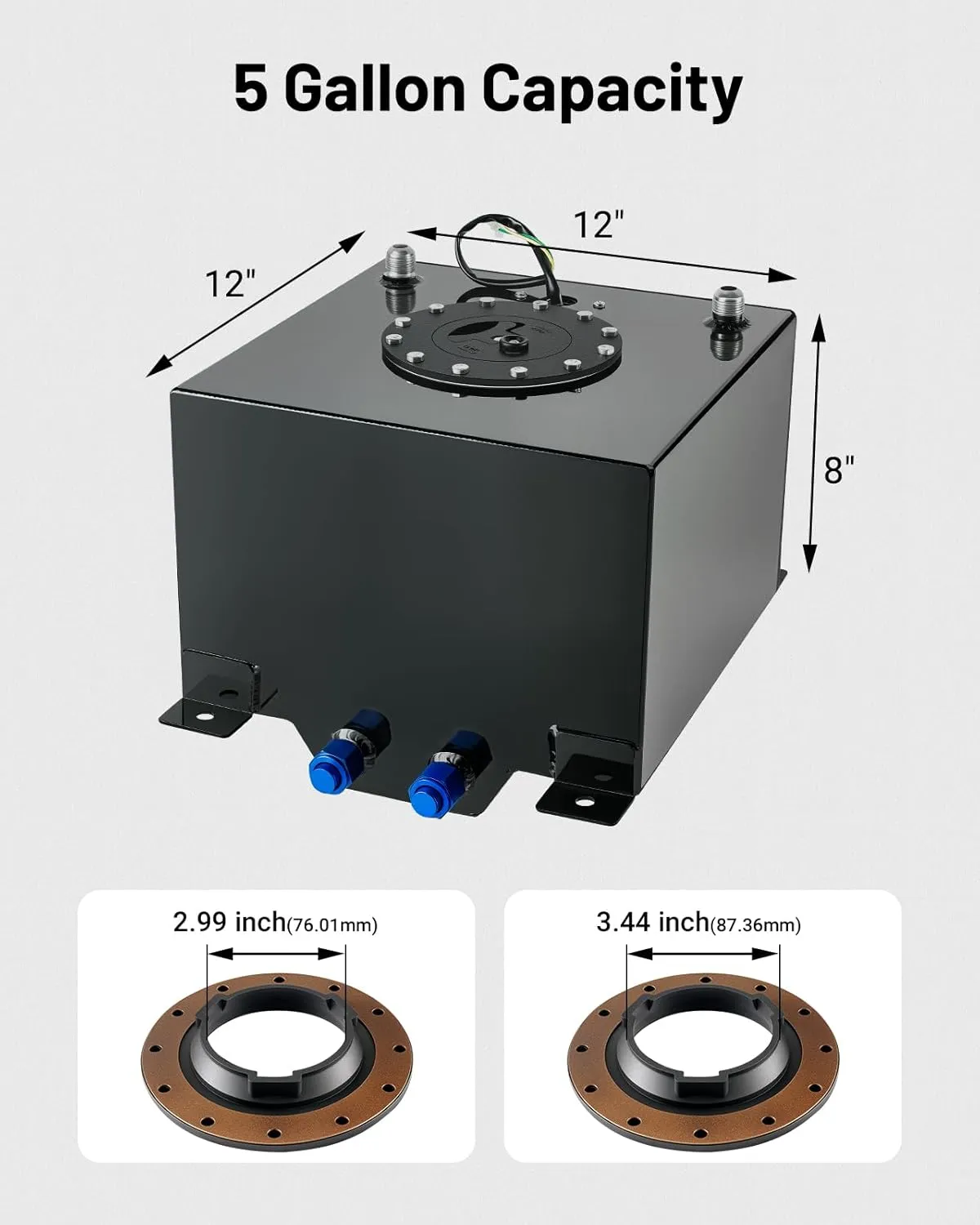 EVIL ENERGY 5 Gallon Fuel Cell Gas Tank Aluminum with Level Sender 6AN 12FT CPE Fuel Line Kit Black