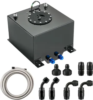 EVIL ENERGY 5 Gallon Fuel Cell Gas Tank Aluminum with Level Sender 6AN 12FT CPE Fuel Line Kit Black