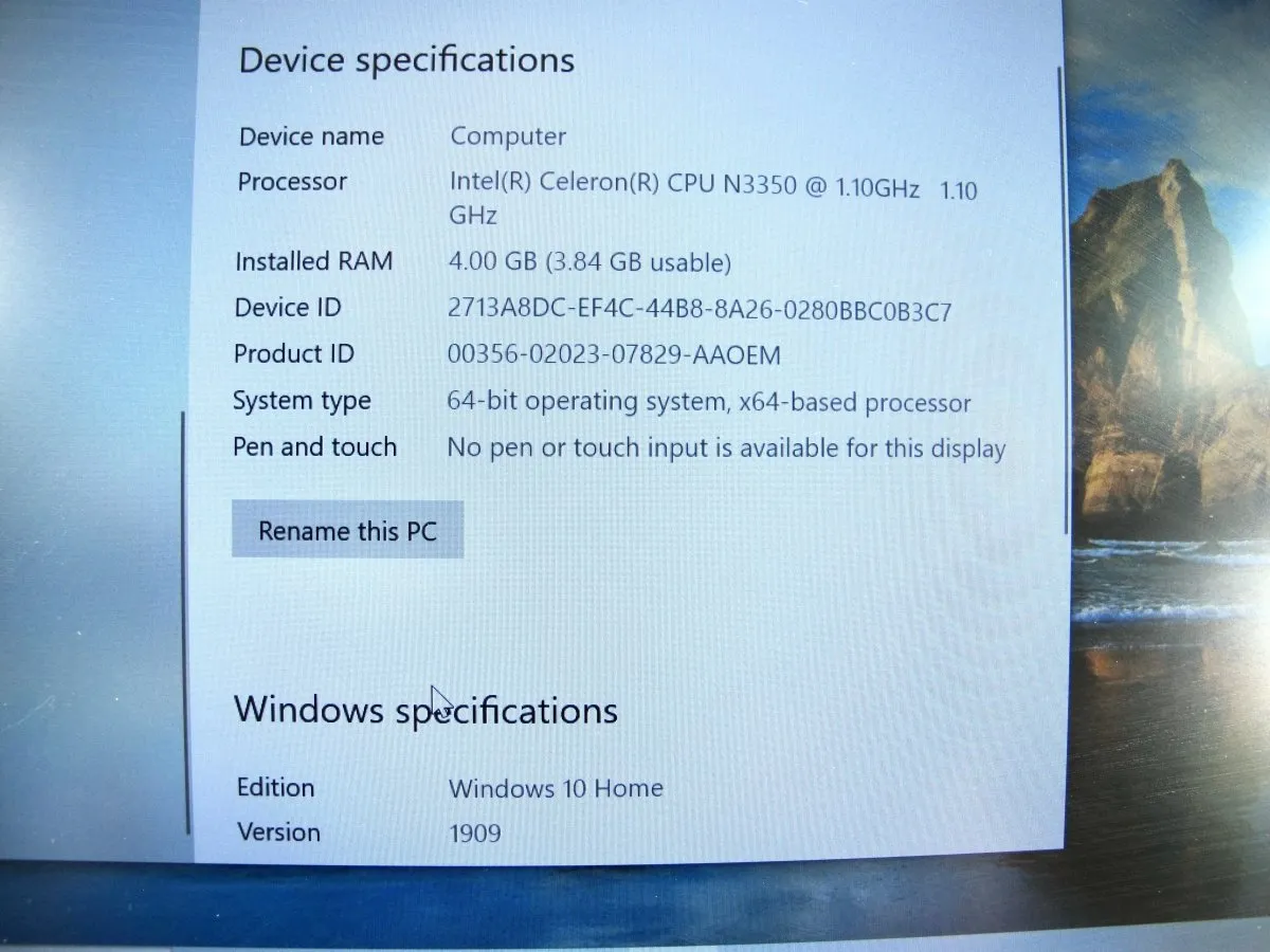 Evoo TEV-C-116-1-BK 11.6" FHD N3350 1.1GHz 4GB RAM 32GB eMMC Win 10 Laptop