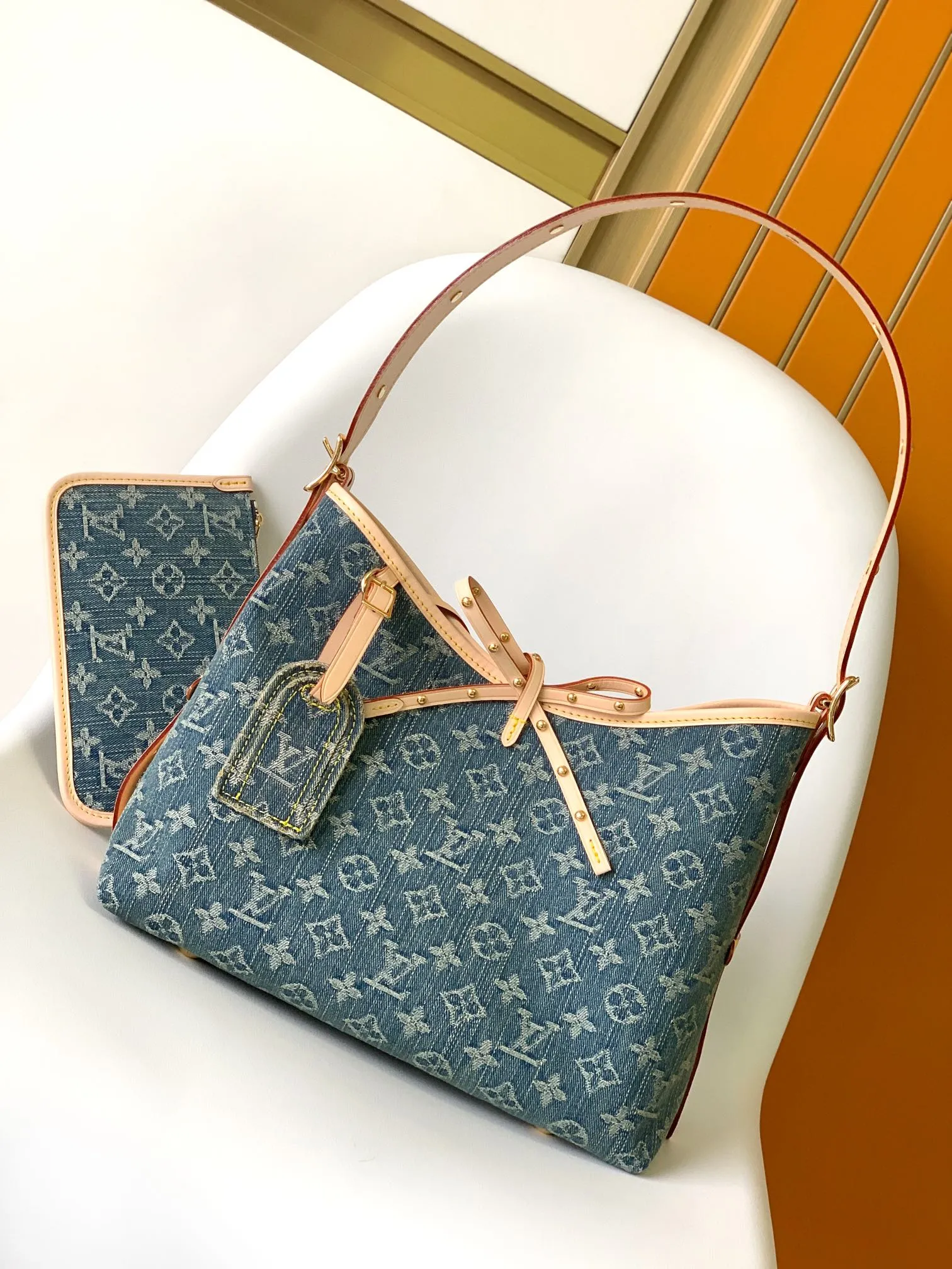 Exclusive options 29 CARRYALL Multi-purpose PM BLUE Vuitton DENIM Louis