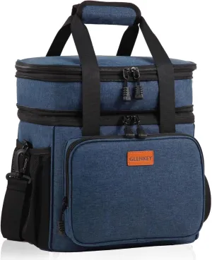 Expandable XLarge Lunch Box, Insulated Heavy Duty Lunch Bag Waterproof Leakproof Durable Cooler Bag for Men Women Adults Work Construction Camping Trip, 22L, Blue