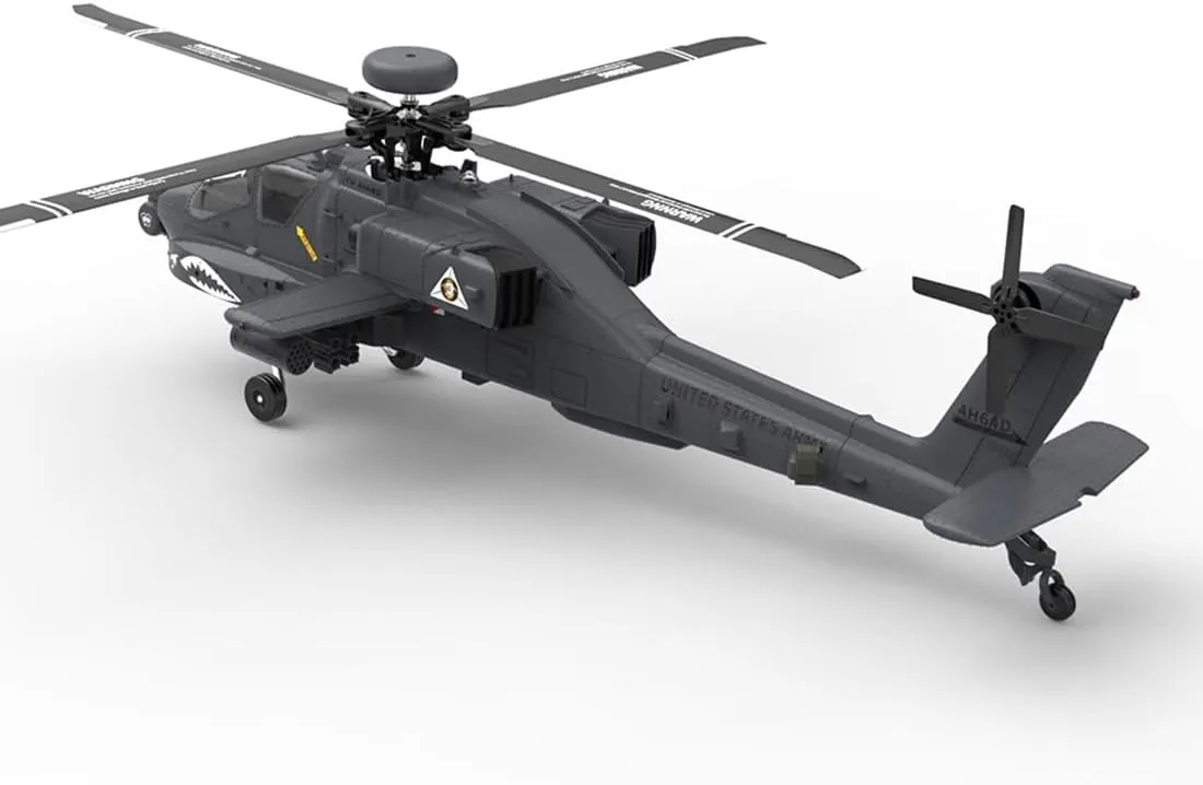 F11-S AH64 RC Helicopter for Adults, 1/32 Scale 2.4G 6CH Dual-axis Co-Drive Flybarless Stunt RC Military Helicopter with GPS Flight Control System and Camera (RTF GPS Smart Version)