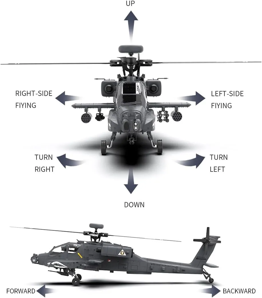 F11-S AH64 Remote Control Helicopter for 16 , RC Dual-axis Co-Drive Flybarless 6G/3D Stunt Apache Helicopter Model, Three Batteries One Camera (RTF GPS Smart Version)