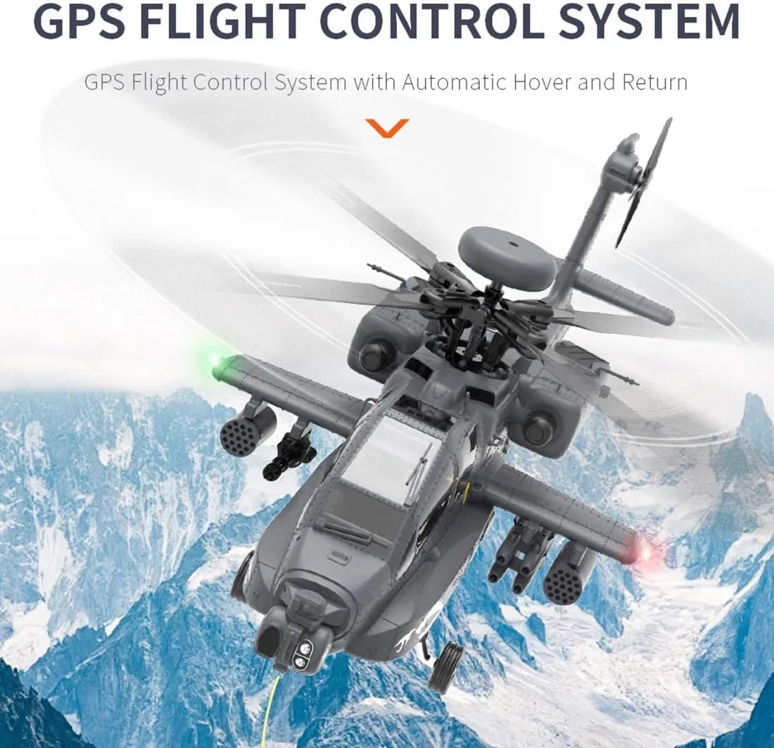 F11-S AH64 Remote Control Helicopter, Ultra-high Simulated RC Helicopter, 1/32 Scale 2.4G 6CH RC Electric Airplane Model, Collectable RC Flying Helicopte for Adults - RTF