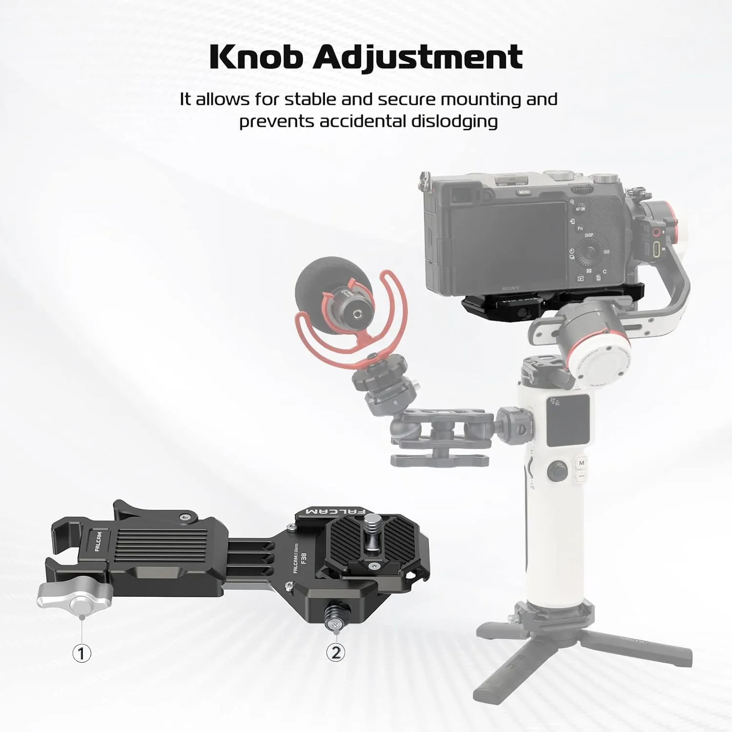 FALCAM F38 Camera Quick Release Plate for Zhiyun M3 M2S Stabilizer, 38mm Anti-Deflection QR Plate with Fast Clamping, Lightweight and Portable 2858