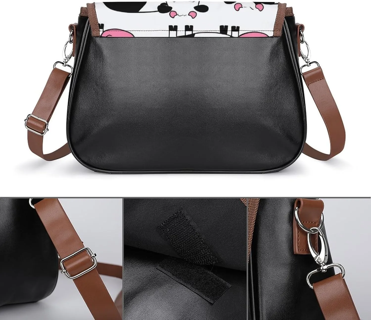 Fashion Crossbody Bag Vintage Leather Shoulder Purse With Adjustable Strap