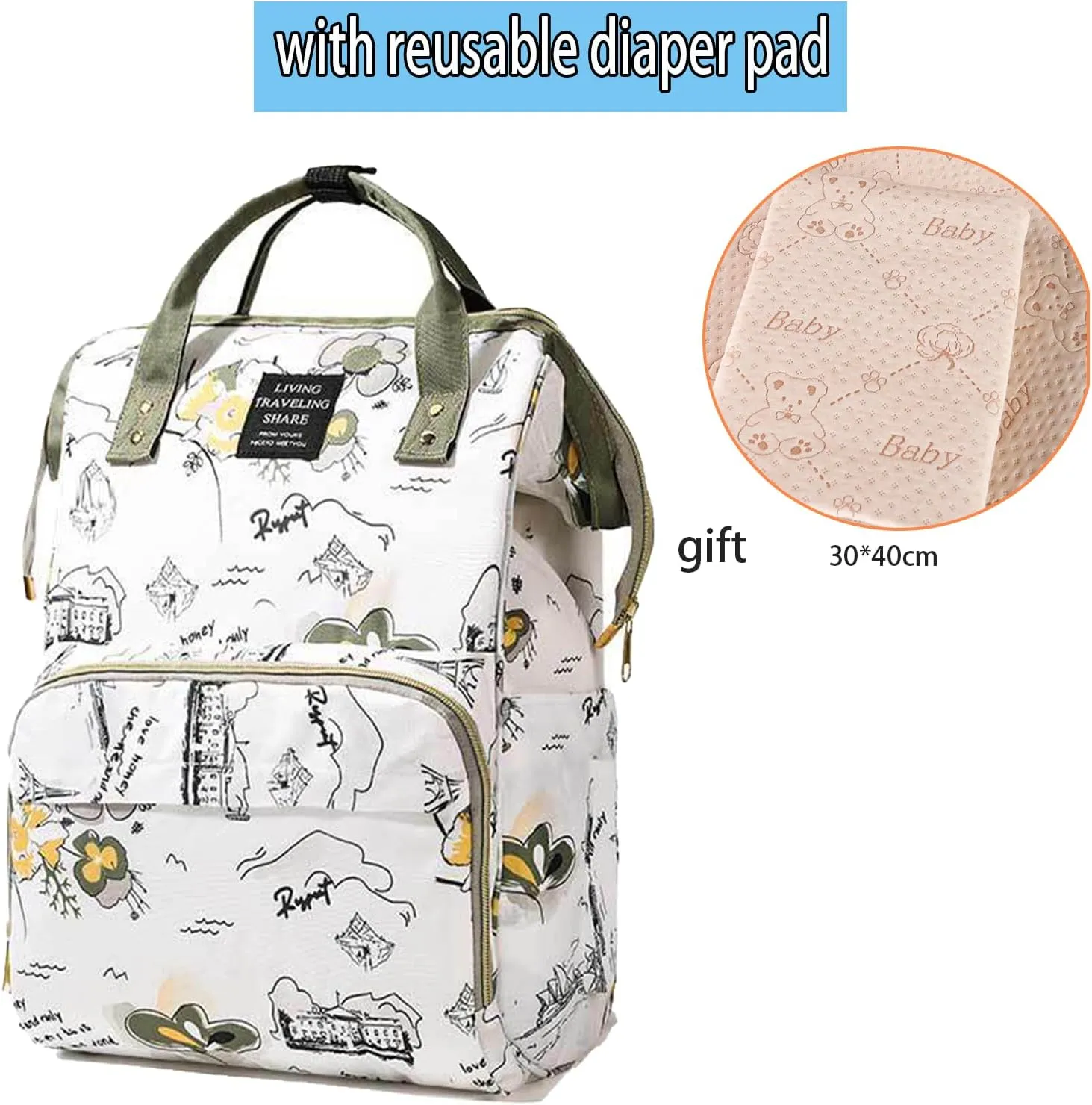 Fashion Diaper Backpack Waterproof Mommy Bag, Large Capacity Diaper Bag Travel Multi-functional Backpack Baby Boy Girl (Blue 5)