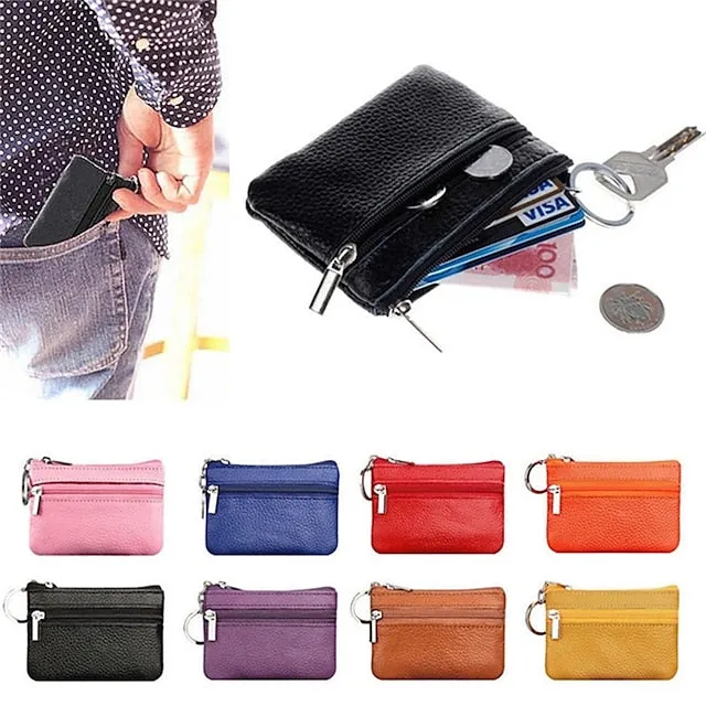 Fashion Leather Mini Coin Change Purse Wallet Clutch Zipper Small Soft Key Card Holder Money Bag Pocket Wallets
