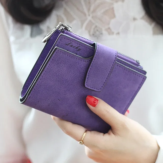 Fashion Small Female Purse short purse Lady Letter Snap Fastener Zipper Short Clutch Wallet Solid Vintage Matte Women Wallet