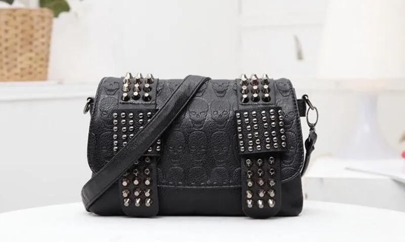 Fashion Women Black Leather Messenger Bags