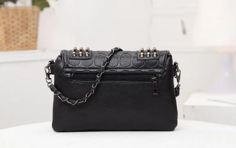 Fashion Women Black Leather Messenger Bags