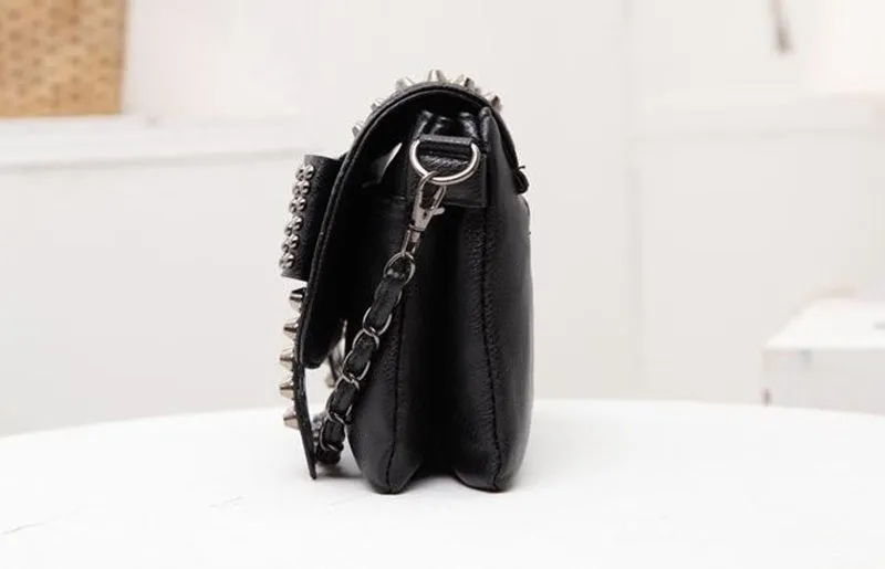 Fashion Women Black Leather Messenger Bags