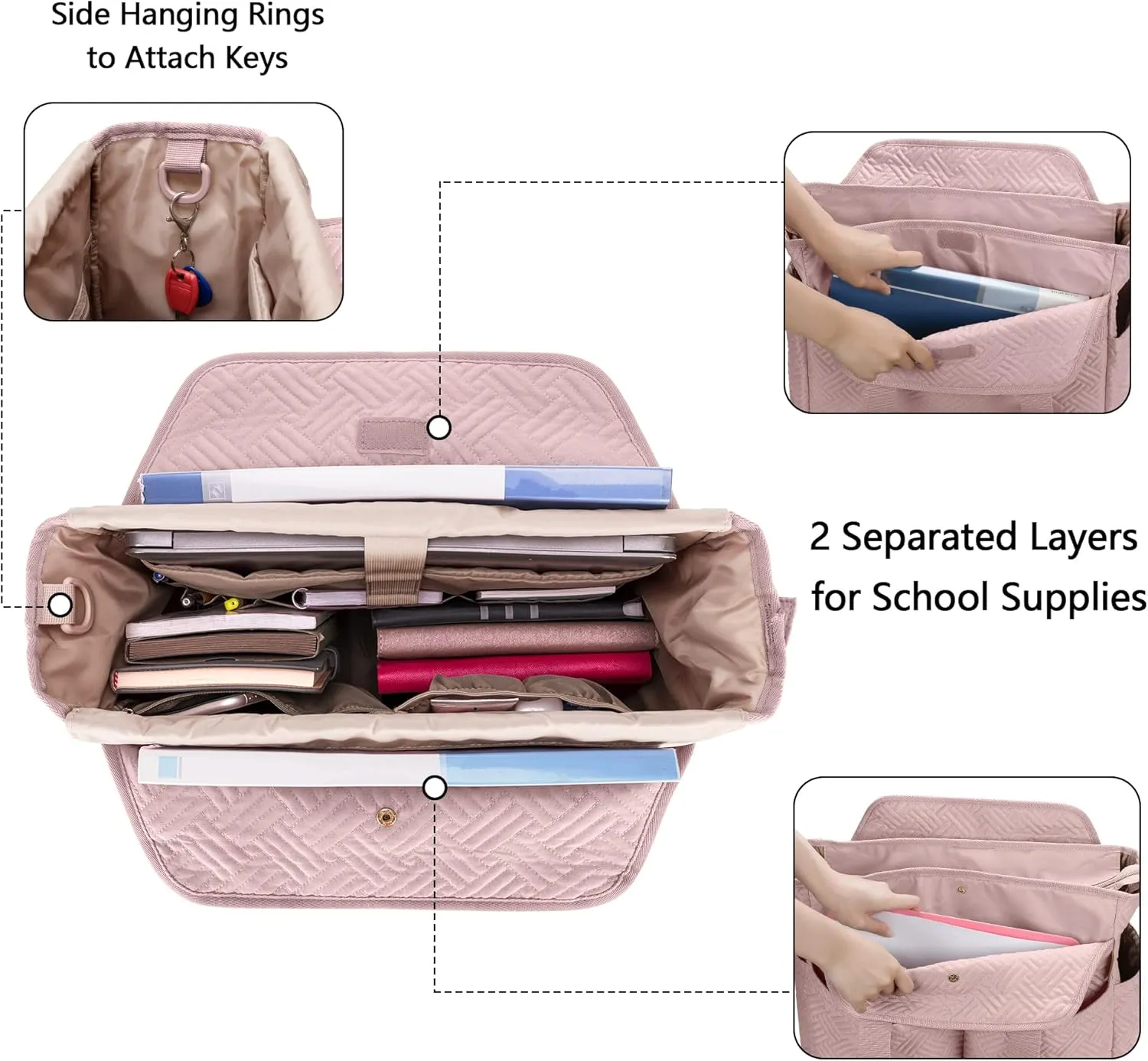 Fasrom Teacher Bag for Work Women, Large Utility Tote Bag with Laptop Compartment for Teacher Essentials (Empty Bag Only)
