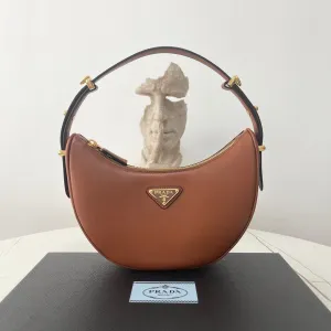 Fast dispatch PRADA ARQUÉ COGNAC LEATHER BROWN Buy-more-save-more IN 22 BAG SHOULDER