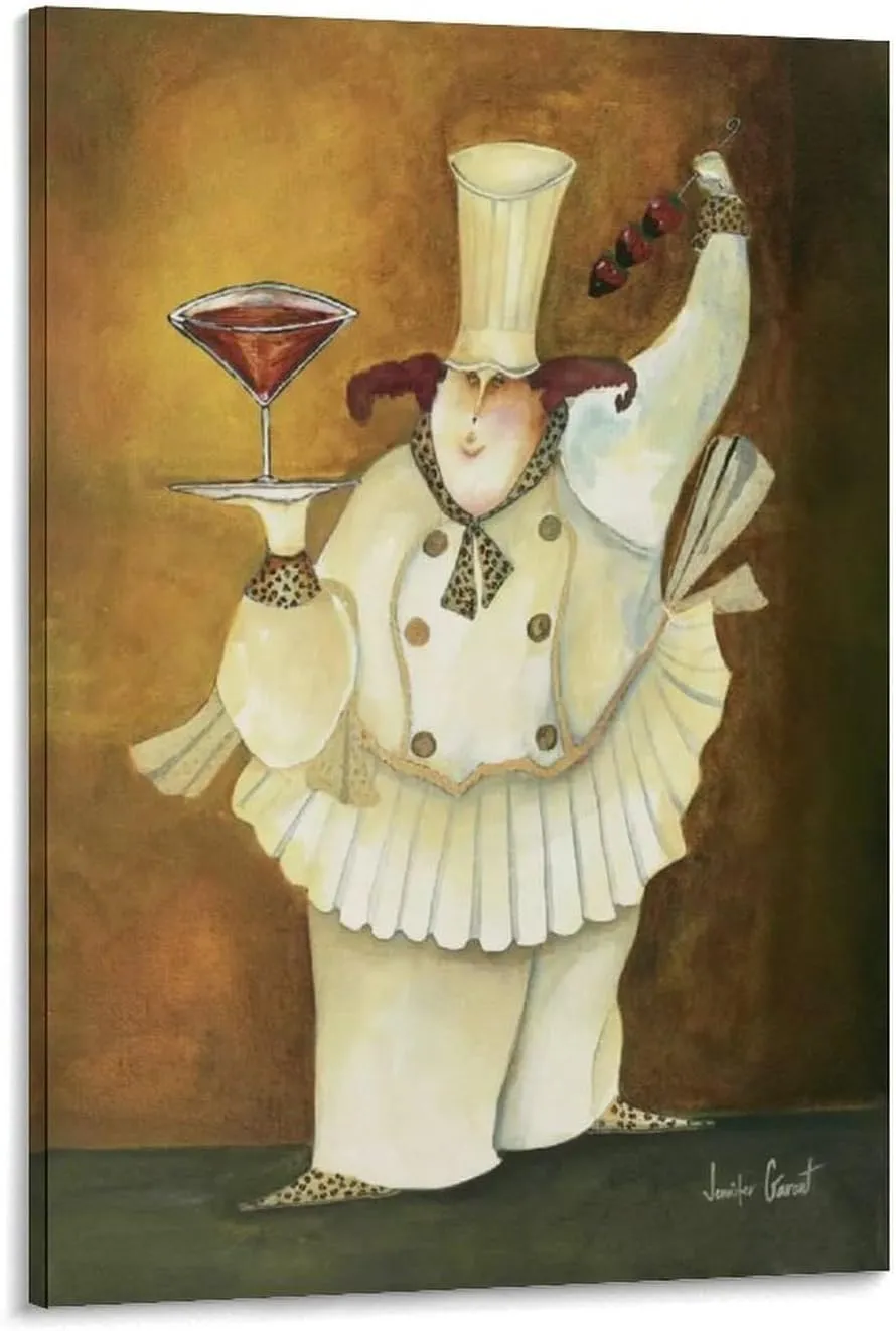 Fat Cook By Illustrator Jennifer Garant Chef Kitchen Poster The Cheerful Chefs Poster Canvas Wall Art Posters (57) Be Used For Room Aesthetics And Bedroom Living Room Decor08x12inch(20x30cm)