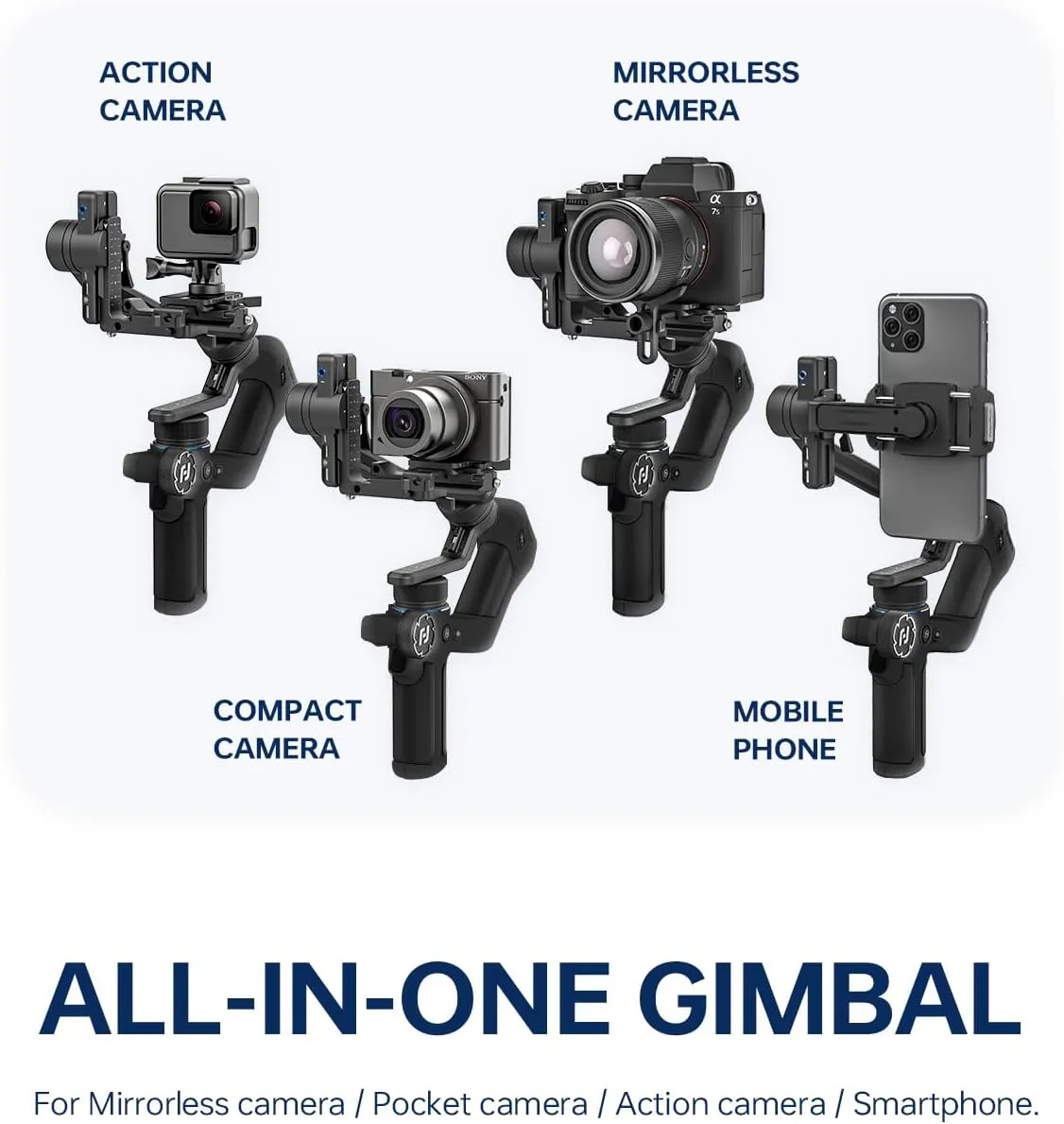 FeiyuTech [Official] SCORP Mini-2 All in One 3-Axis Camera Stabilizer,Built-in AI Track Sensor Handheld Gimbal for Sony A7III,Canon R6,Nikon Z30,Fujifilm,GoPro11/12,iPhone 15 14Pro,Samsung,Max 2.65lb