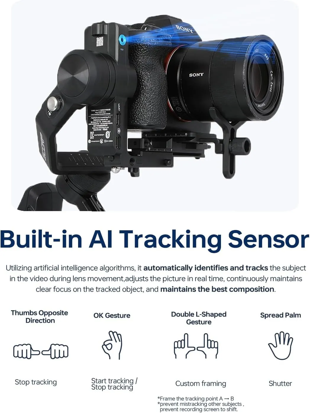 FeiyuTech [Official] SCORP Mini-2 All in One 3-Axis Camera Stabilizer,Built-in AI Track Sensor Handheld Gimbal for Sony A7III,Canon R6,Nikon Z30,Fujifilm,GoPro11/12,iPhone 15 14Pro,Samsung,Max 2.65lb