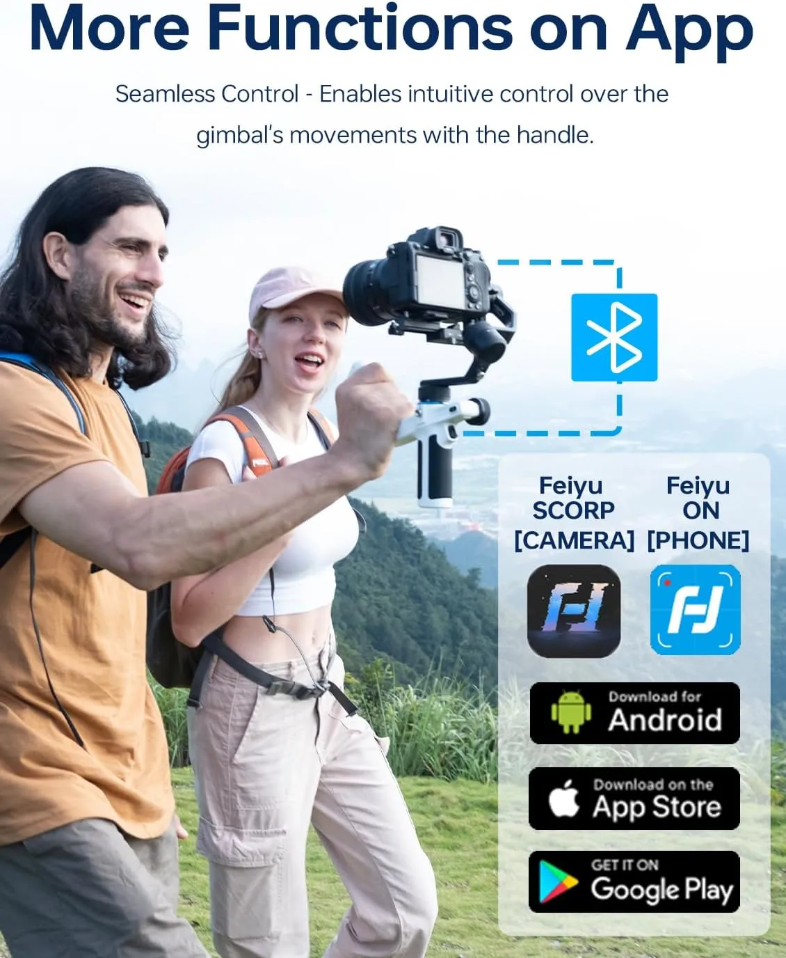 FeiyuTech [Official] SCORP Mini-2 All in One 3-Axis Camera Stabilizer,Built-in AI Track Sensor Handheld Gimbal for Sony A7III,Canon R6,Nikon Z30,Fujifilm,GoPro11/12,iPhone 15 14Pro,Samsung,Max 2.65lb
