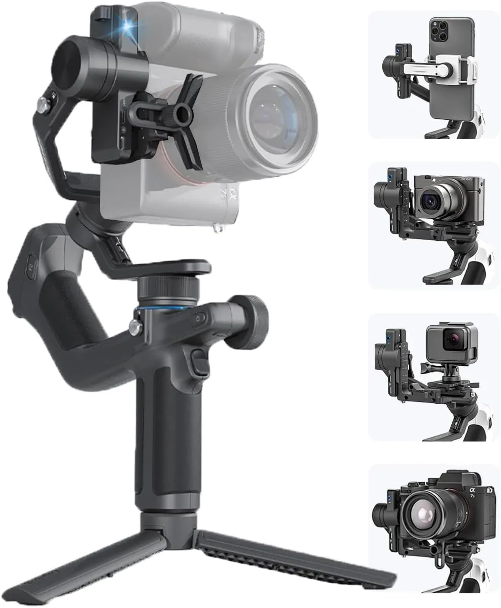 FeiyuTech [Official] SCORP Mini-2 All in One 3-Axis Camera Stabilizer,Built-in AI Track Sensor Handheld Gimbal for Sony A7III,Canon R6,Nikon Z30,Fujifilm,GoPro11/12,iPhone 15 14Pro,Samsung,Max 2.65lb