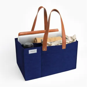 Felt Organizer Caddy - File Folder Tote with Handle - Portable Office Bag - Teacher, School & Work Supplies - Arts & Crafts Storage (Blue)