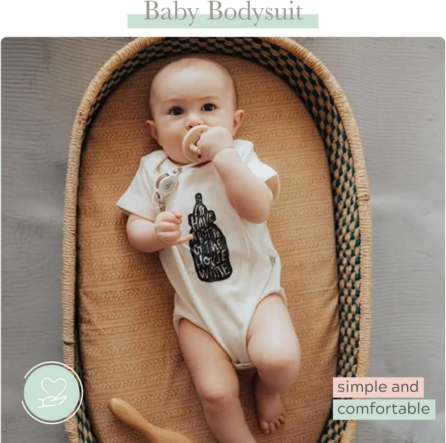 Finn   Emma Organic Cotton Graphic Baby Onesie - Gender Neutral Bodysuits for Babies 0-12 Months in Multiple Sizes and Styles