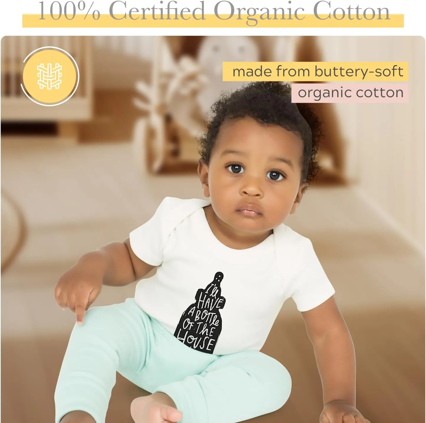 Finn   Emma Organic Cotton Graphic Baby Onesie - Gender Neutral Bodysuits for Babies 0-12 Months in Multiple Sizes and Styles