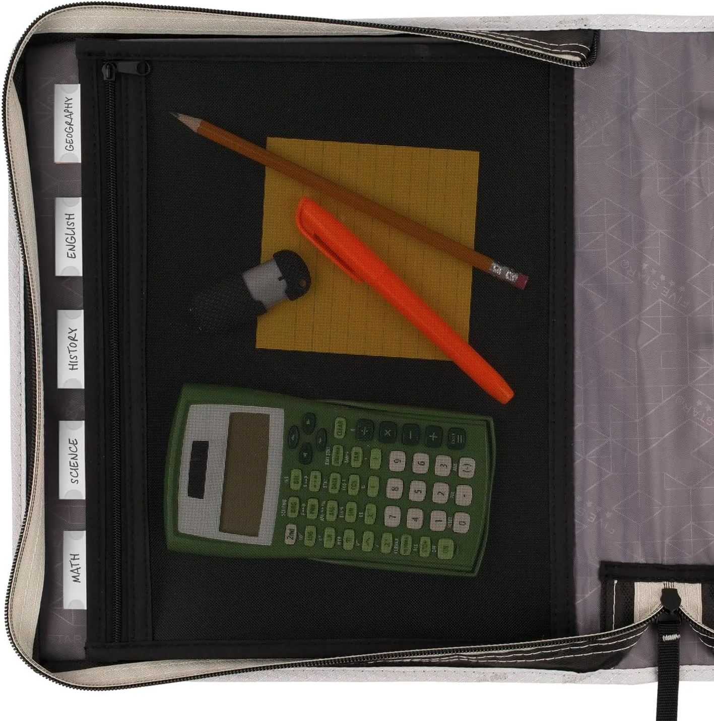Five Star Zipper Binder, 2 Inch 3-Ring Binder with Round Rings, Expansion Panel and 5-Tab Expanding File, 580 Sheet Capacity, Black/Gray (29052IT8)