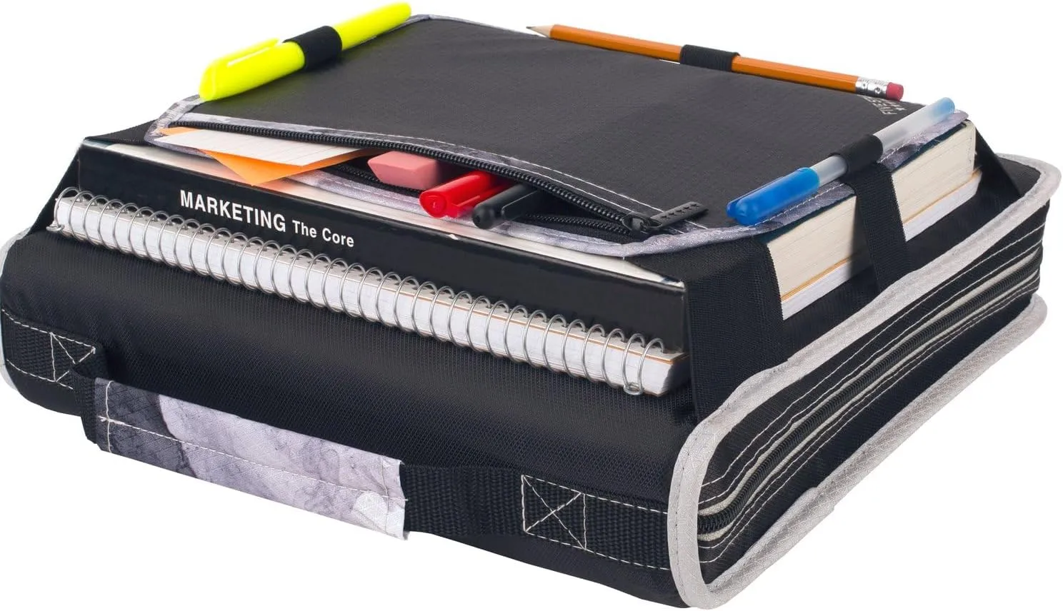 Five Star Zipper Binder, 2 Inch 3-Ring Binder with Round Rings, Expansion Panel and 5-Tab Expanding File, 580 Sheet Capacity, Black/Gray (29052IT8)