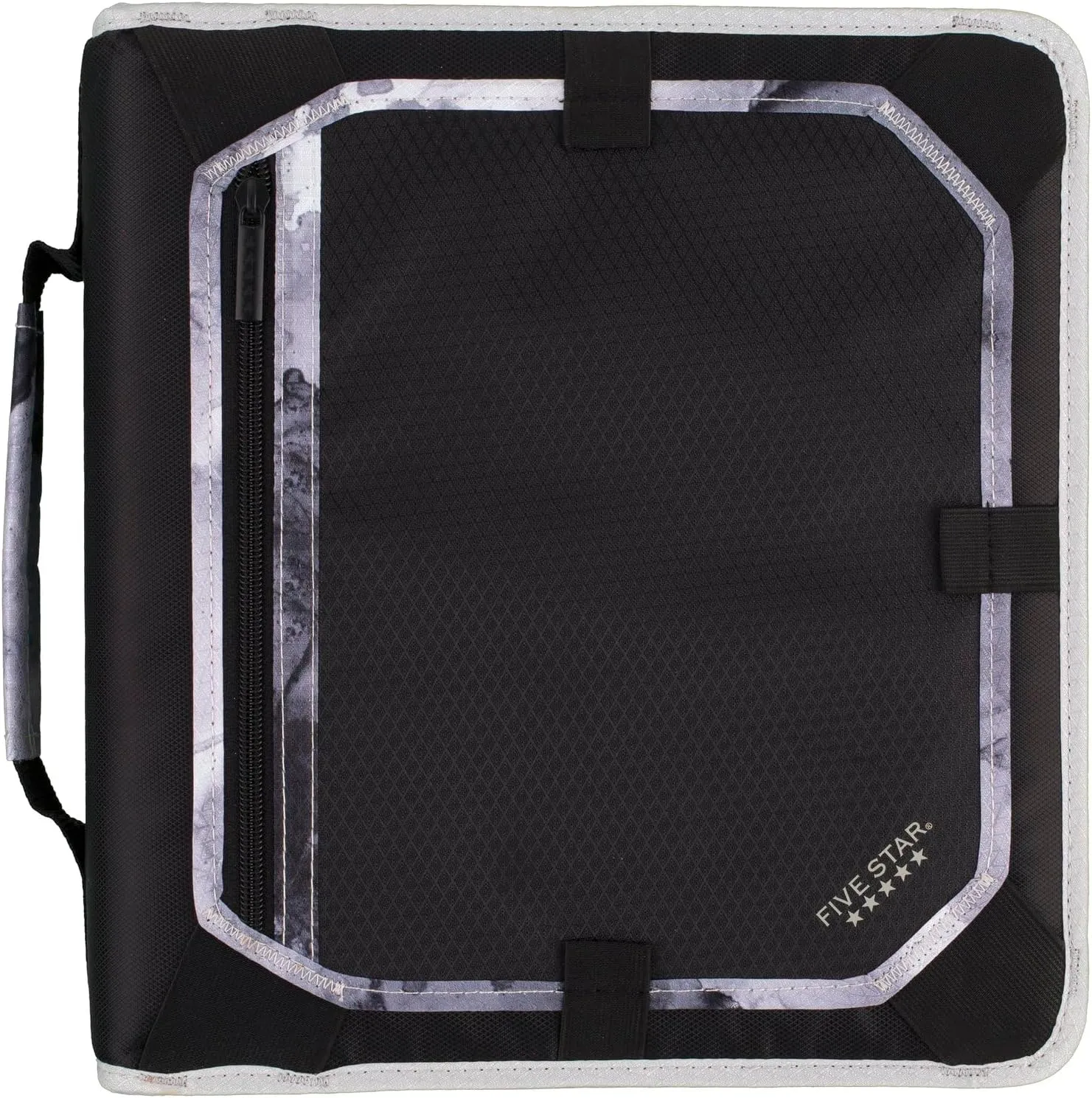 Five Star Zipper Binder, 2 Inch 3-Ring Binder with Round Rings, Expansion Panel and 5-Tab Expanding File, 580 Sheet Capacity, Black/Gray (29052IT8)