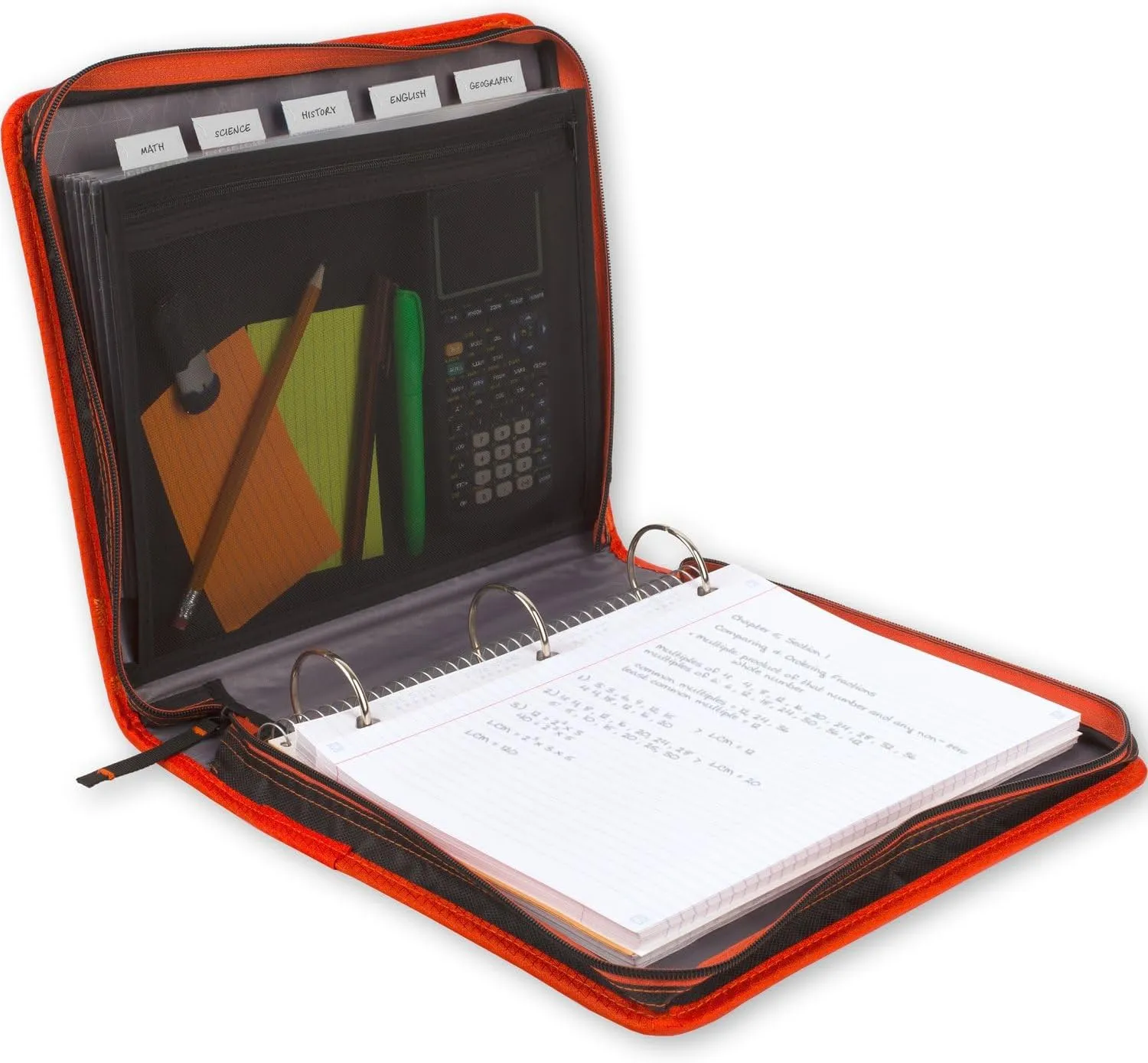 Five Star Zipper Binder, 2 Inch 3-Ring Binder with Round Rings, Expansion Panel and 5-Tab Expanding File, 580 Sheet Capacity, Red/Black (29052CE8)
