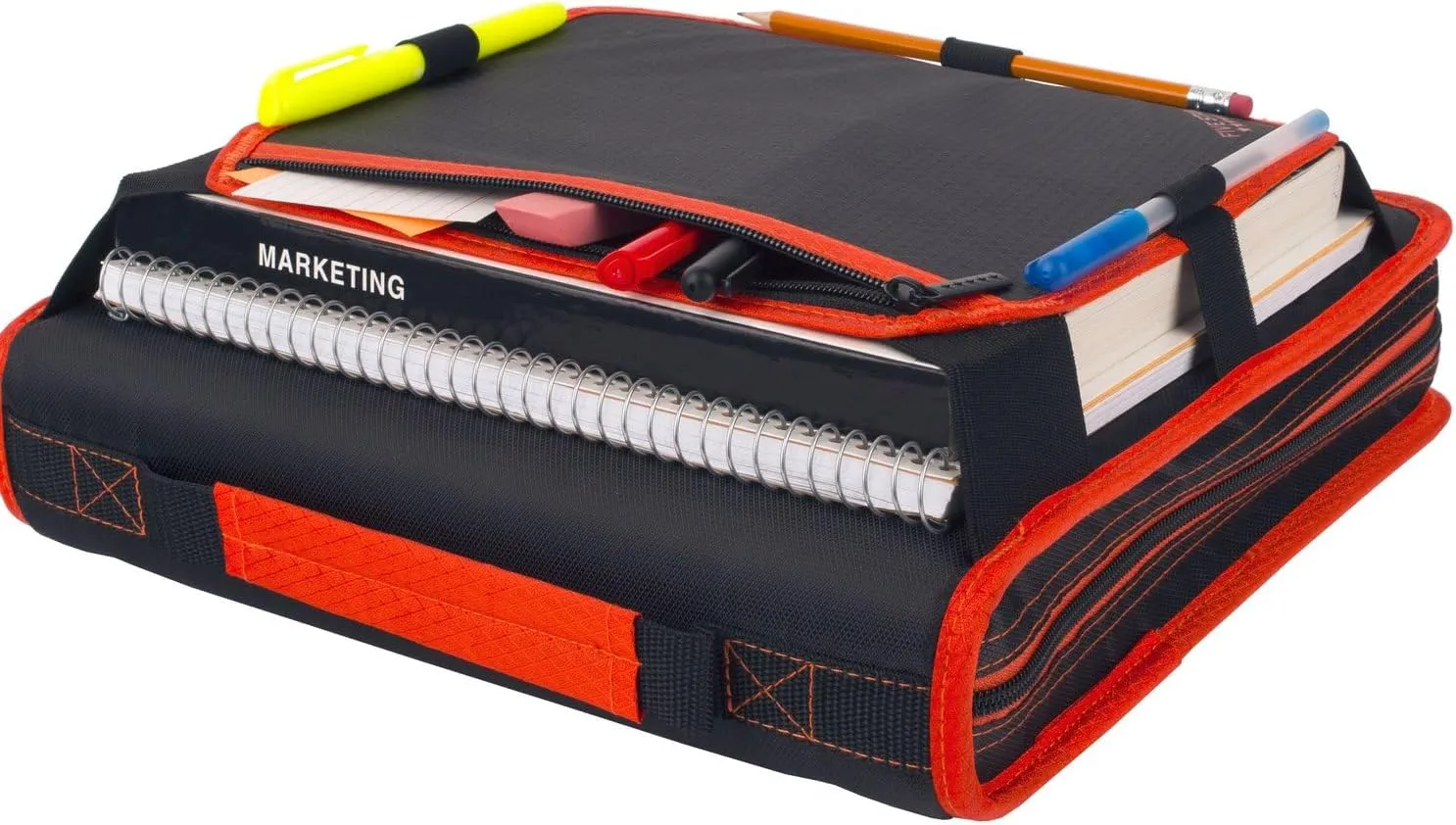 Five Star Zipper Binder, 2 Inch 3-Ring Binder with Round Rings, Expansion Panel and 5-Tab Expanding File, 580 Sheet Capacity, Red/Black (29052CE8)