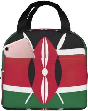 Flag of Kenya Print Lunch Bag,Lunch Box for Women Men,Reusable Insulated Lunch Tote, fit for Work, Picnic