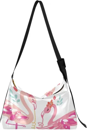 Flamingo Juice Fresh Cute Fruit Girl Hobo Crossbody Bags for Women Leather Large Shoulder Bag Cross Body Trendy Womens Tote Bags Handbag for Travel Shopping