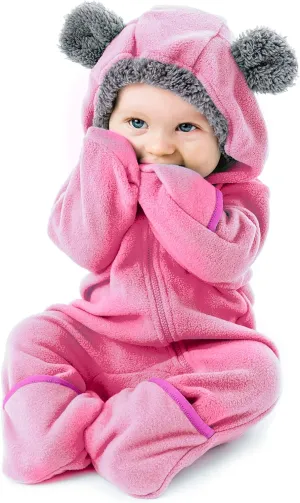 Fleece Baby Bunting Bodysuit – Infant One Piece Kids Hooded Romper Outerwear Toddler Jacket