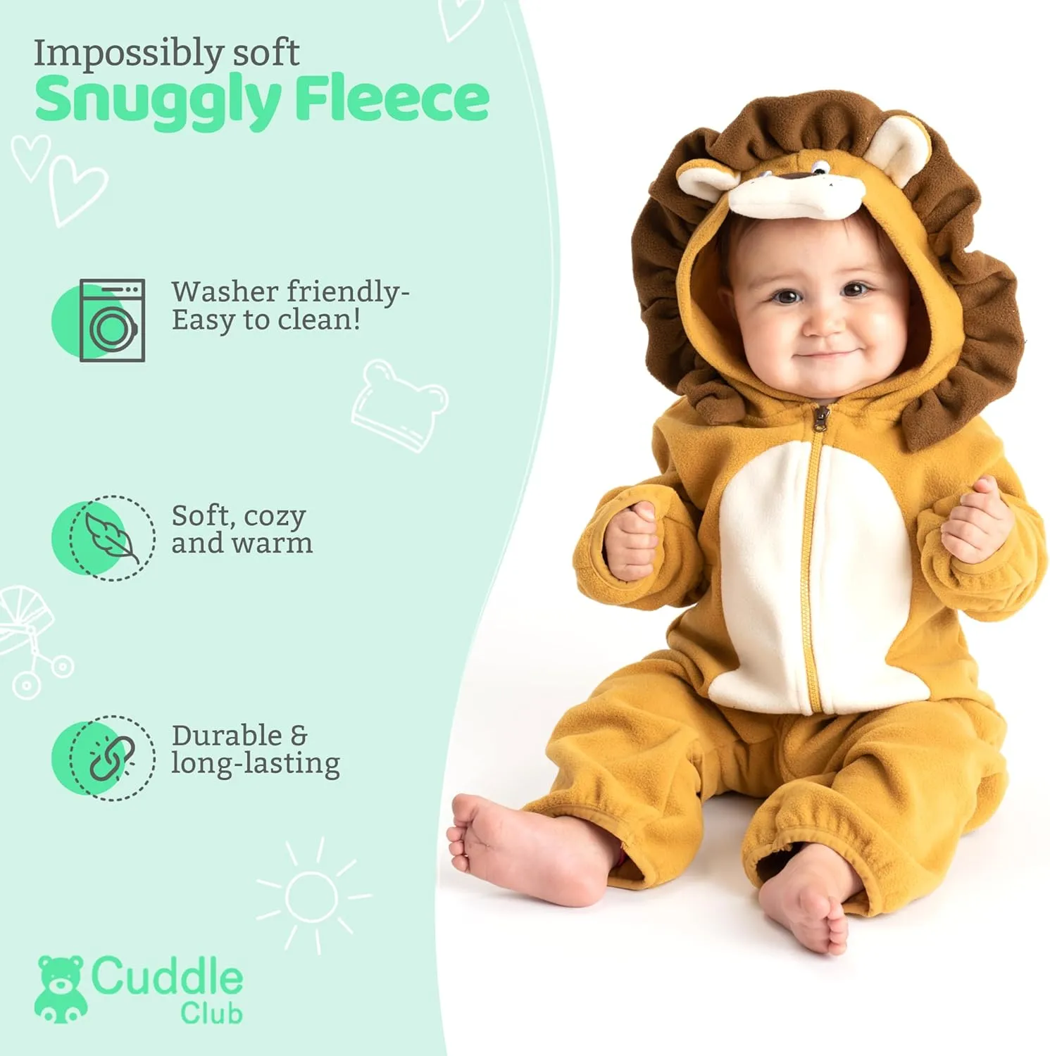 Fleece Baby Bunting Bodysuit – Infant One Piece Kids Hooded Romper Outerwear Toddler Jacket