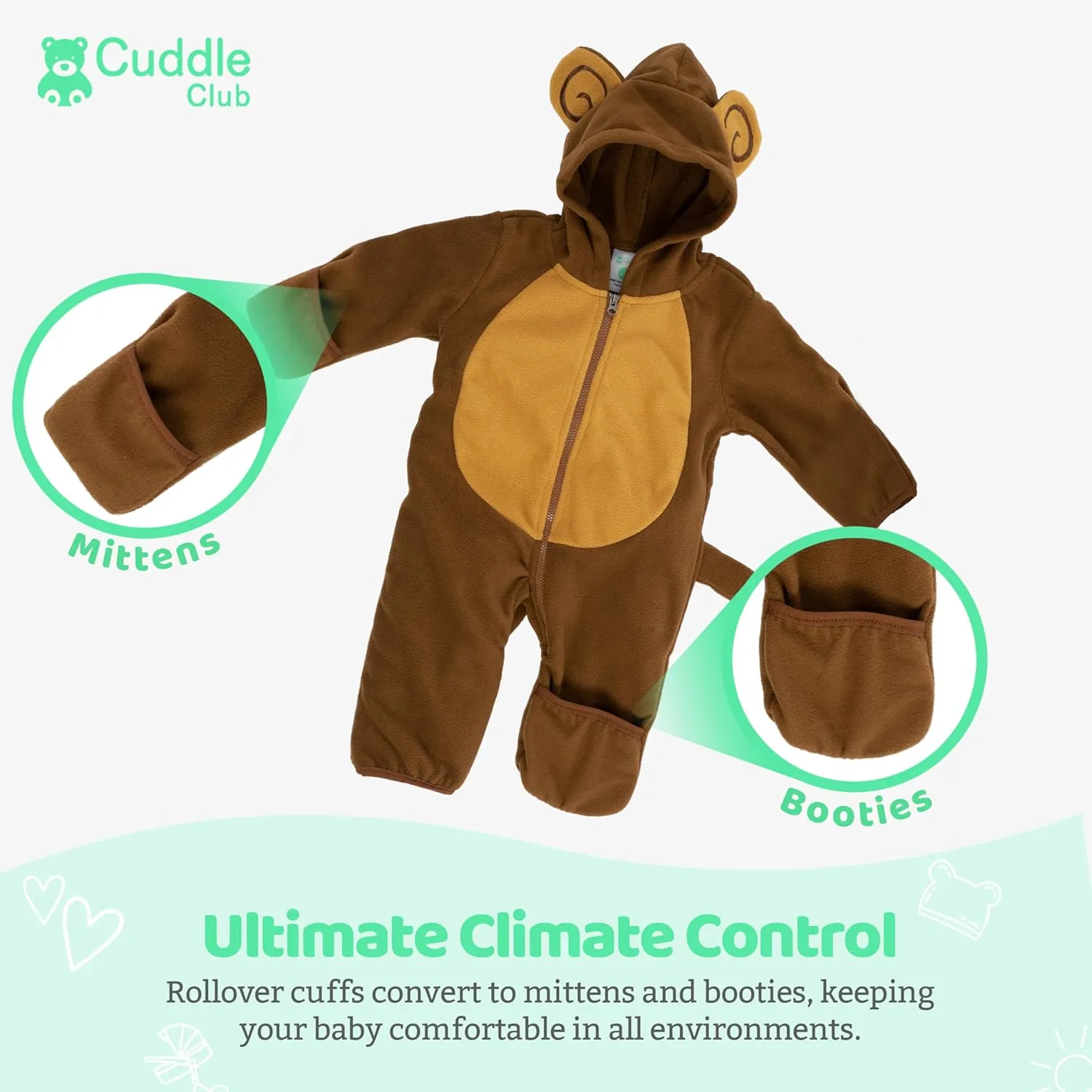 Fleece Baby Bunting Bodysuit – Infant One Piece Kids Hooded Romper Outerwear Toddler Jacket