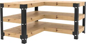 FLEXIMOUNTS Universal Steel Workbench Kit 5 Legs L Shaped Heavy Duty Work Bench for Garage Storage Shelving Workbenches Frame Black Customizable Work Table Brackets, Lumber Not Included