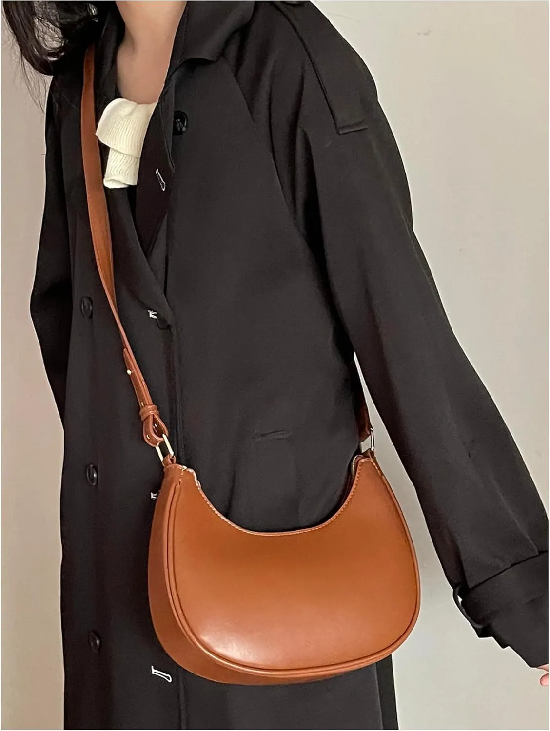 Floerns Women's Leather Crescent Handbag Underarm Purse Small Hobo Shoulder Bag