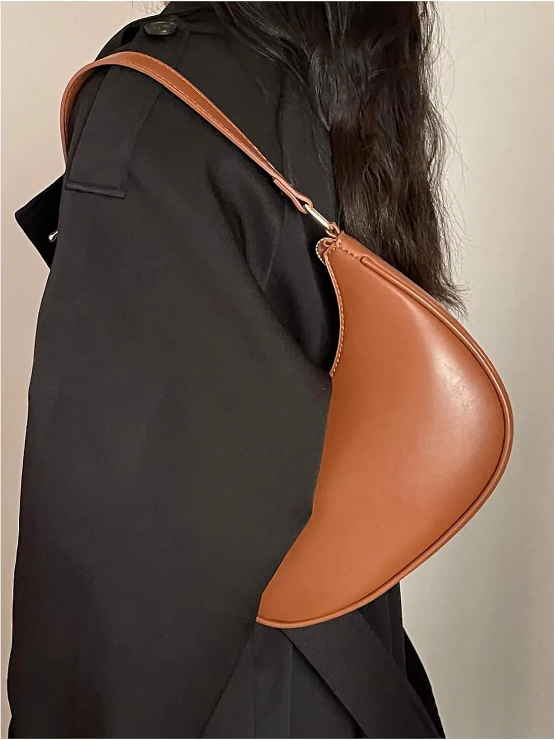 Floerns Women's Leather Crescent Handbag Underarm Purse Small Hobo Shoulder Bag