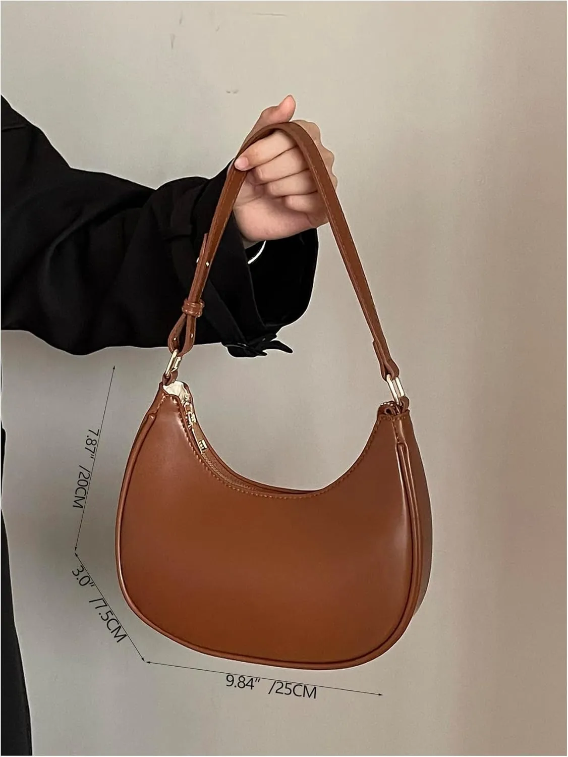 Floerns Women's Leather Crescent Handbag Underarm Purse Small Hobo Shoulder Bag