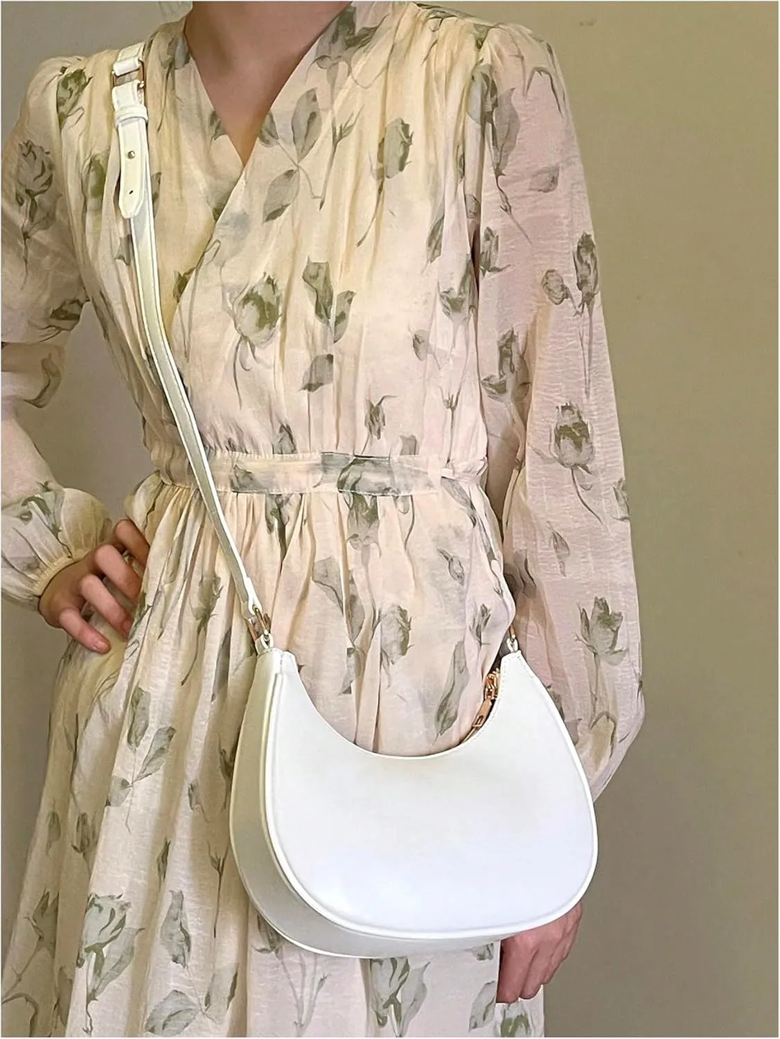 Floerns Women's Leather Crescent Handbag Underarm Purse Small Hobo Shoulder Bag