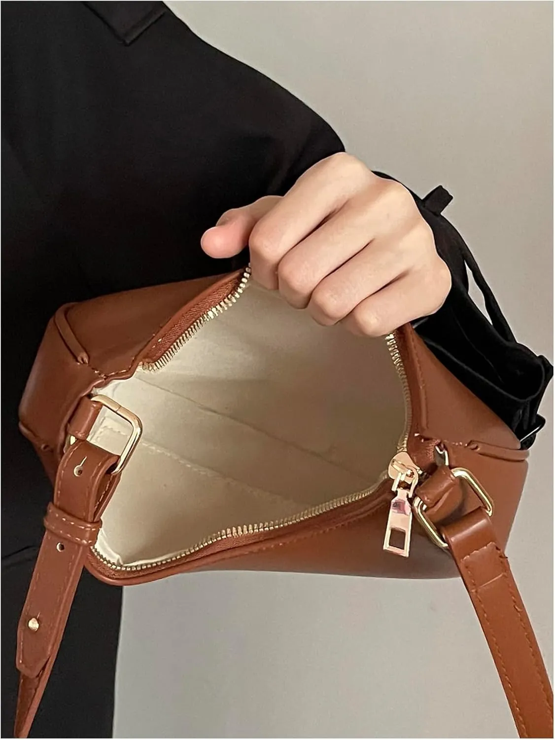 Floerns Women's Leather Crescent Handbag Underarm Purse Small Hobo Shoulder Bag