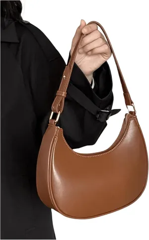 Floerns Women's Leather Crescent Handbag Underarm Purse Small Hobo Shoulder Bag