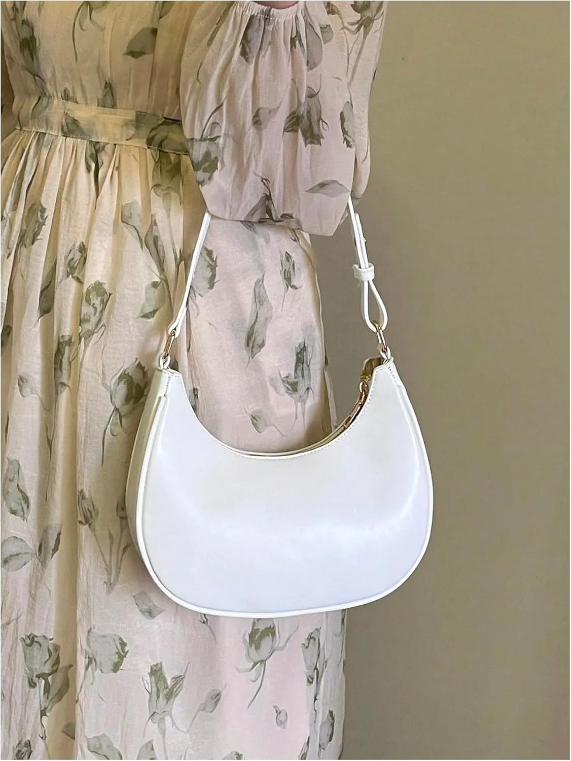 Floerns Women's Leather Crescent Handbag Underarm Purse Small Hobo Shoulder Bag